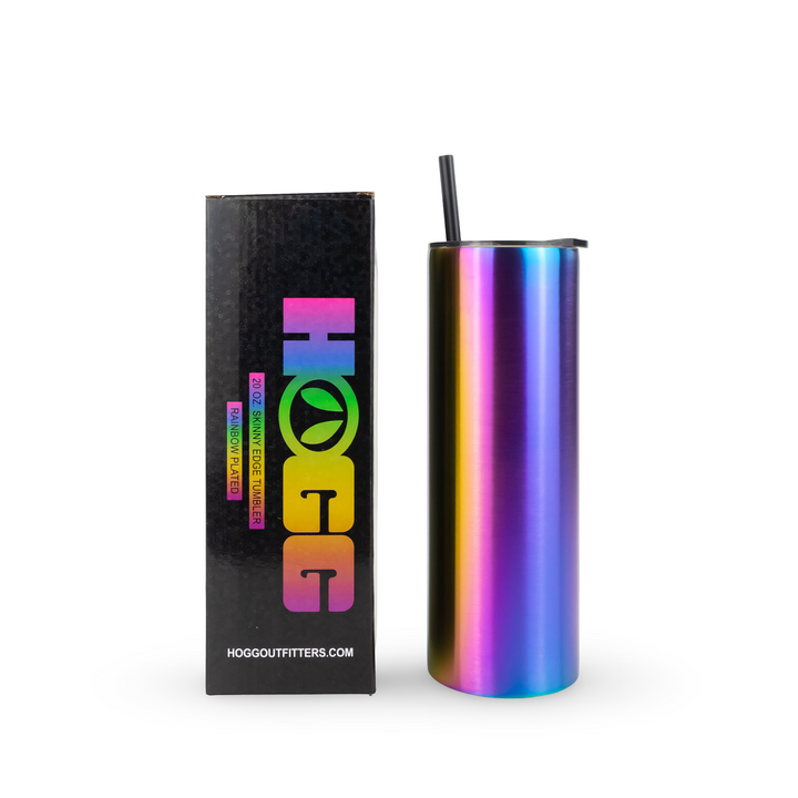 20oz Electroplated Skinny Edge Tumbler — Rainbow Plated