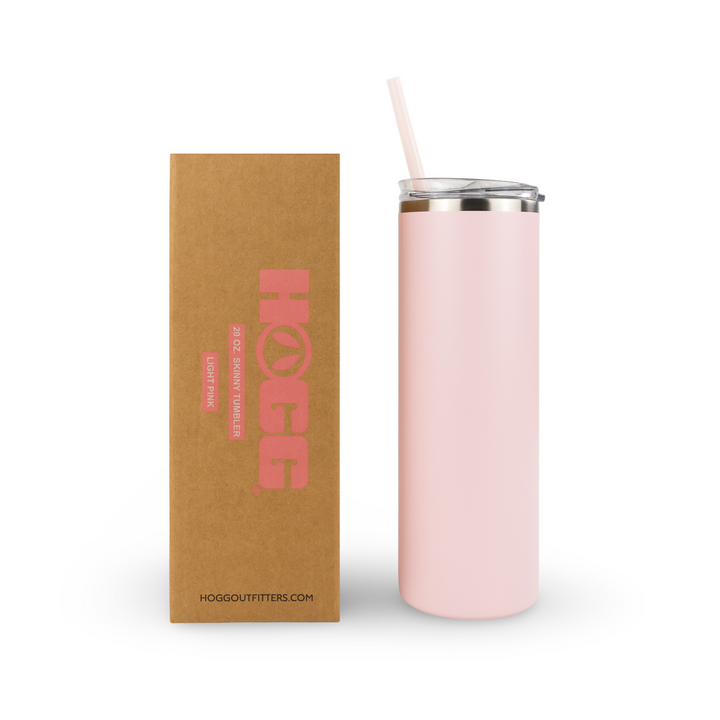 20oz Powder Coated Skinny Tumbler — Light Pink