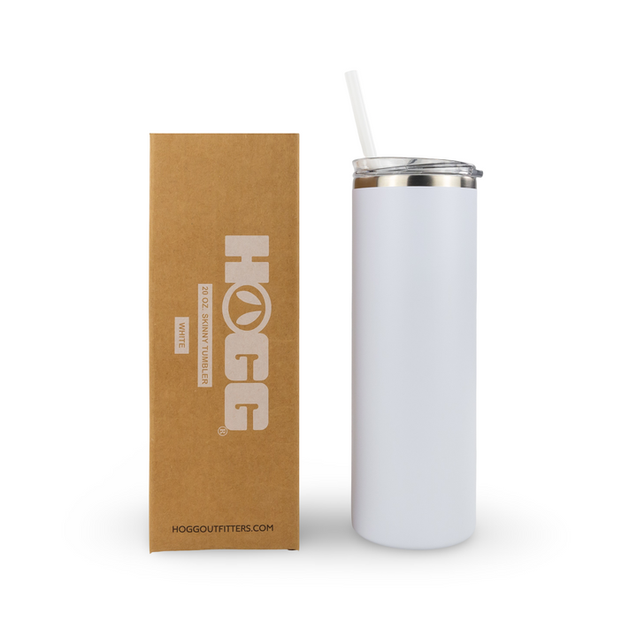 20oz Powder Coated Skinny Tumbler — White