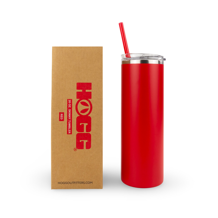 20oz Powder Coated Skinny Tumbler — Red