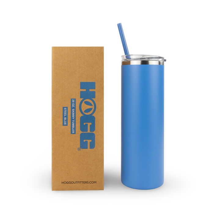 20oz Powder Coated Skinny Tumbler — Steel Blue