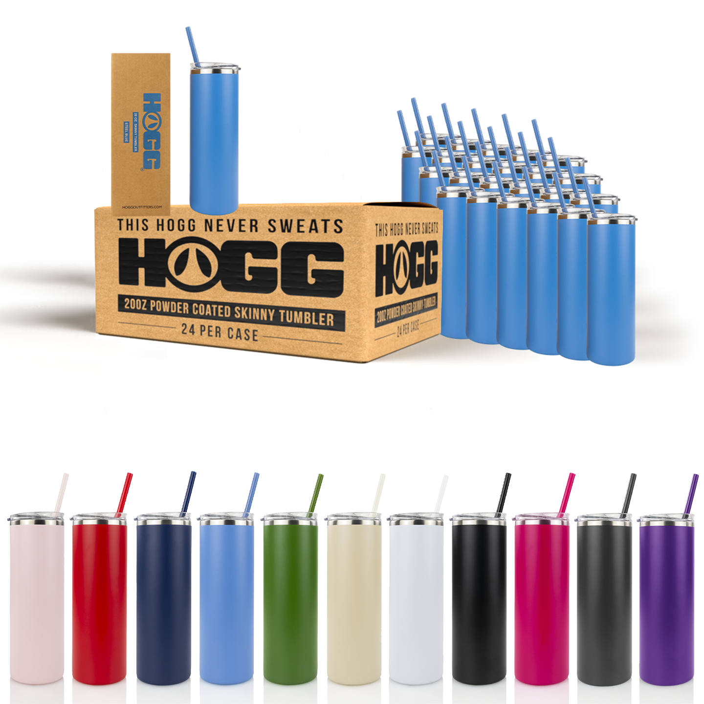 20oz POWDER COATED SKINNY TUMBLER CASE (24 UNITS)