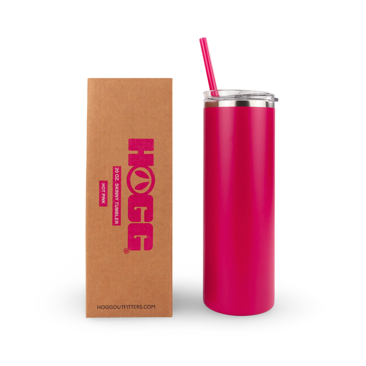 20oz Powder Coated Skinny Tumbler — Hot Pink