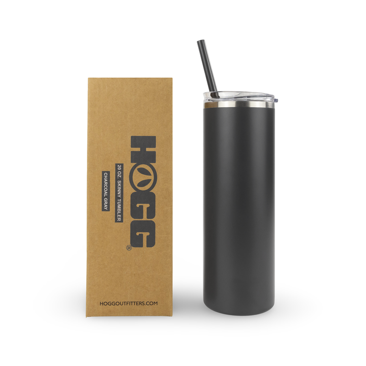 20oz Powder Coated Skinny Tumbler — Charcoal Gray