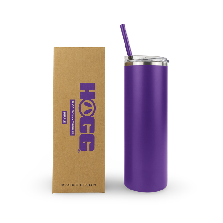 20oz Powder Coated Skinny Tumbler — Purple