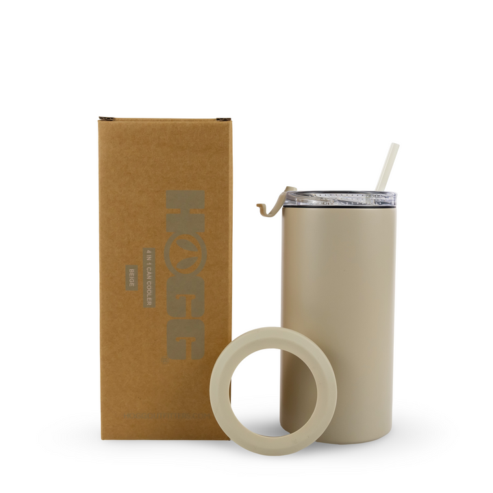 4 in 1 Powder Coated Can Cooler — Beige