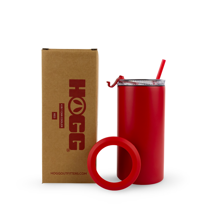 4 in 1 Powder Coated Can Cooler — Red