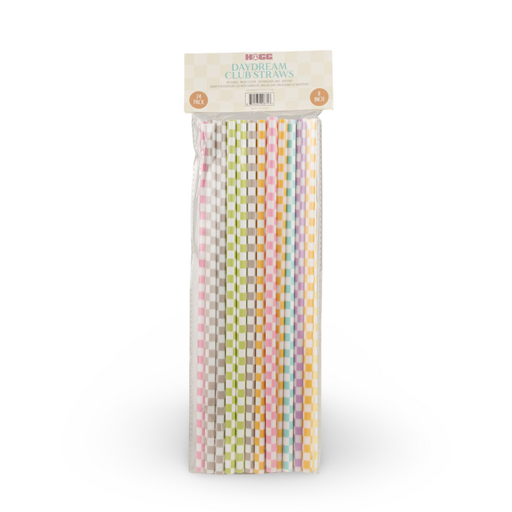 Daydream Club - 11" Checkered Straws (24 Pack) - drinkware straw accessory for tumbler businesses and personalized drinkware