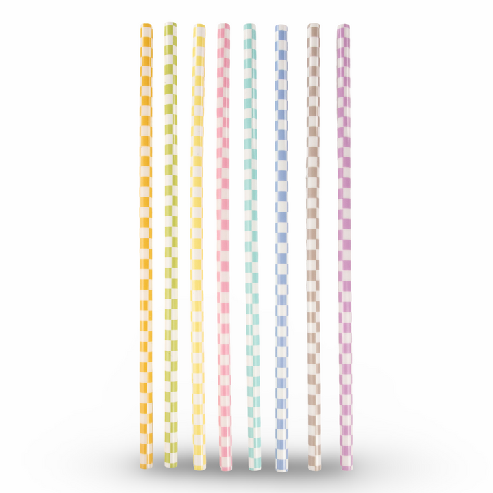 Daydream Club - 11" Checkered Straws (24 Pack) - bottom view | drinkware straw accessory