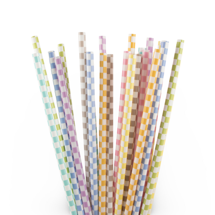Daydream Club - 11" Checkered Straws (24 Pack) - back view | drinkware straw accessory