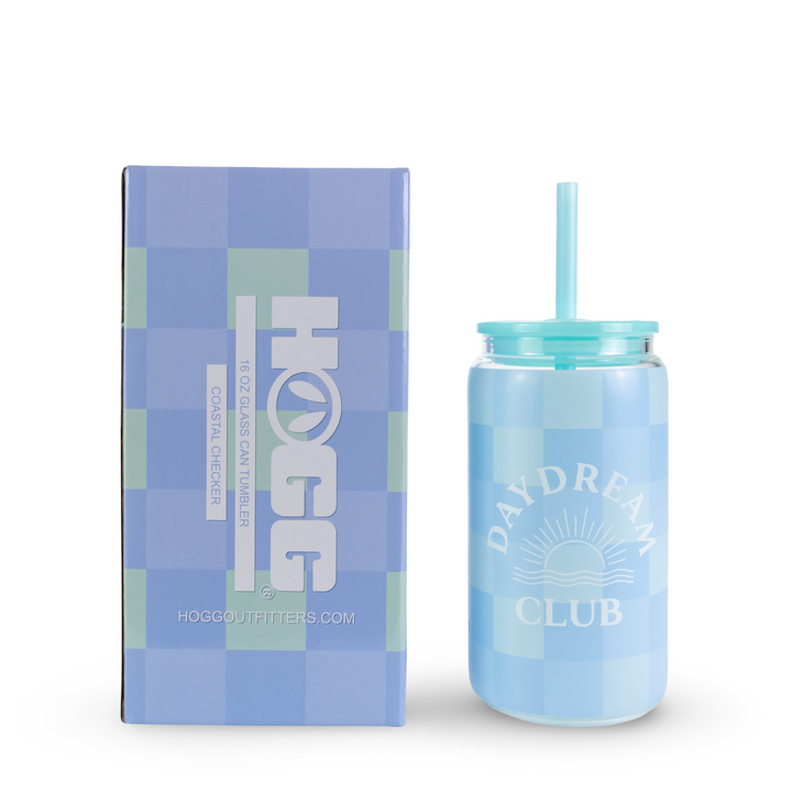 Daydream Club - 16oz Glass Can Tumbler  — Coastal Checker