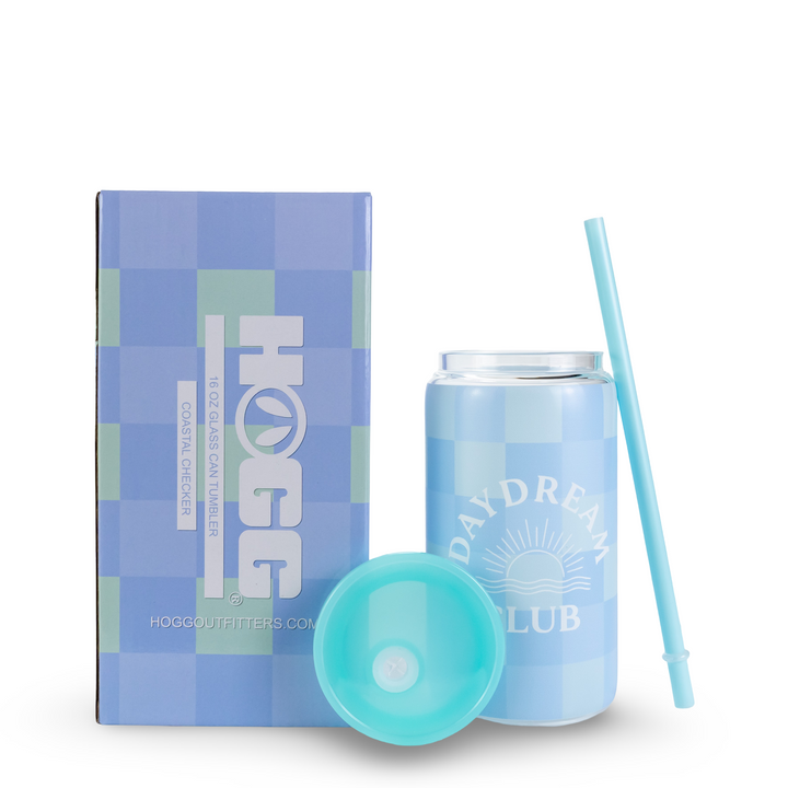 Daydream Club - 16oz Glass Can Tumbler  — Coastal Checker