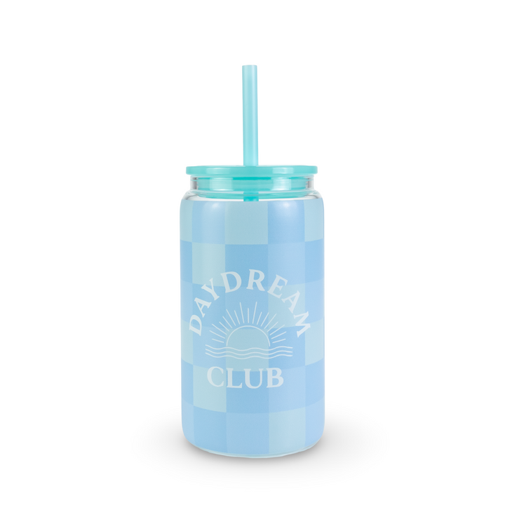Daydream Club - 16oz Glass Can Tumbler  — Coastal Checker