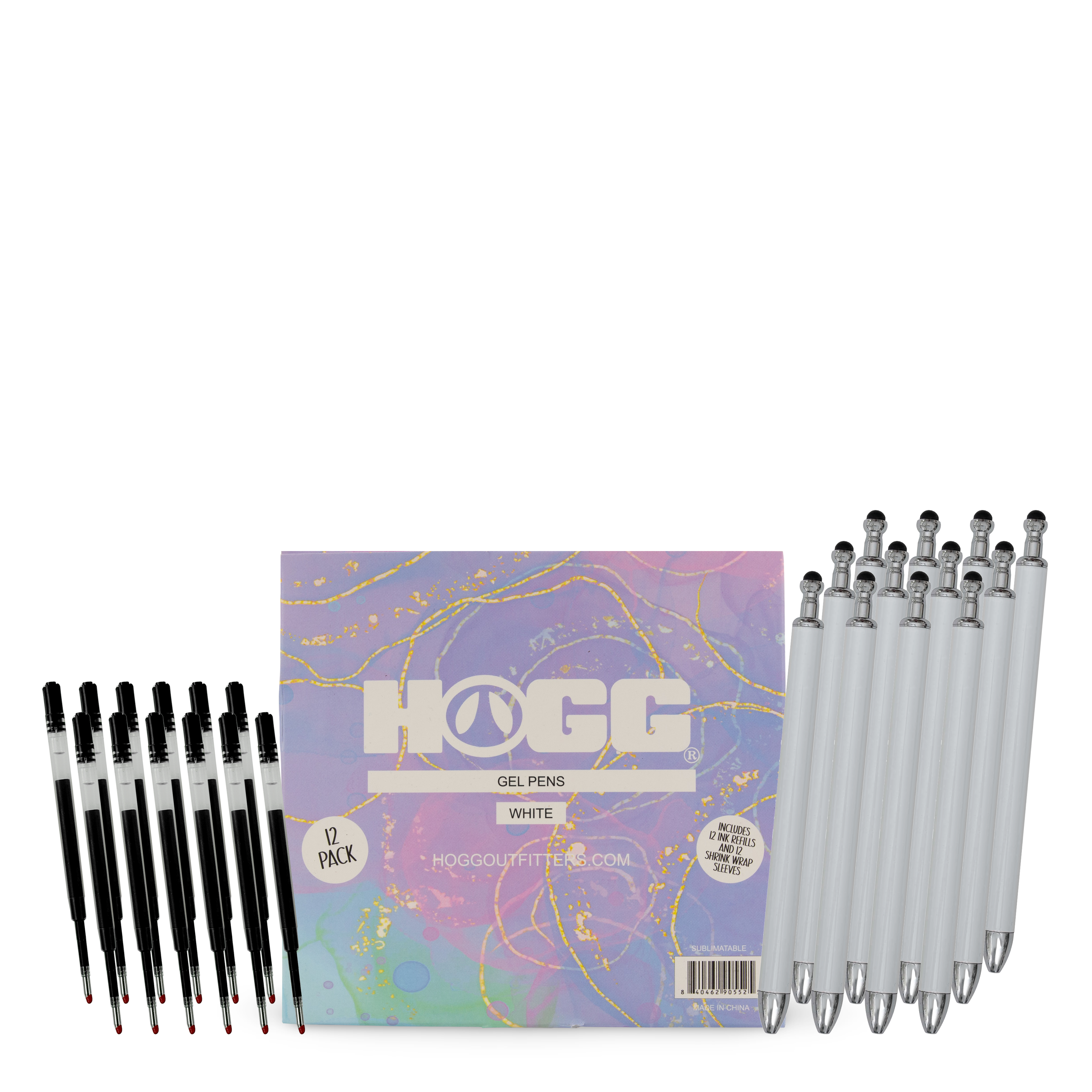 SUBLIMATABLE GEL PENS 12 PACK W/ 12 INK REFILLS