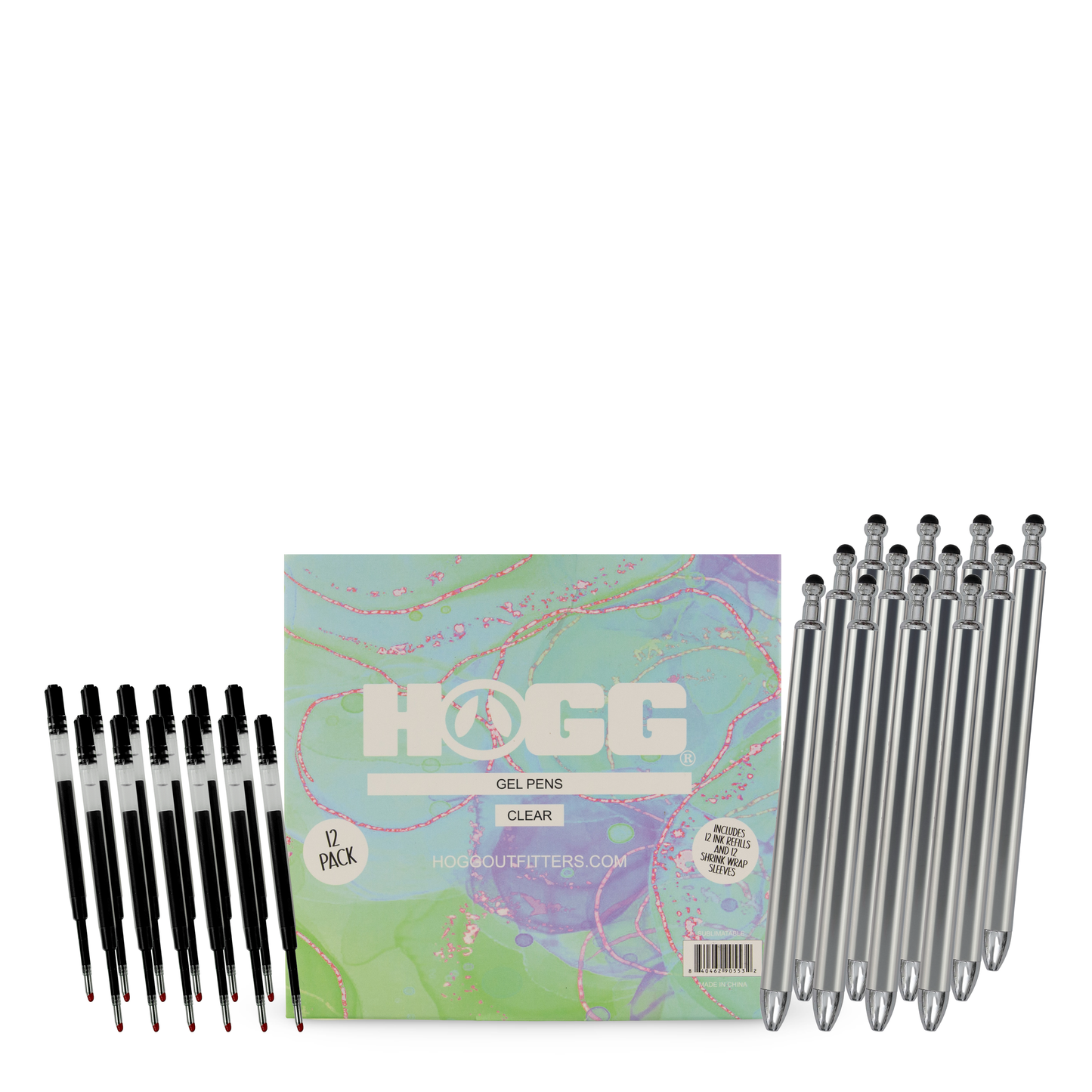 SUBLIMATABLE GEL PENS 12 PACK W/ 12 INK REFILLS