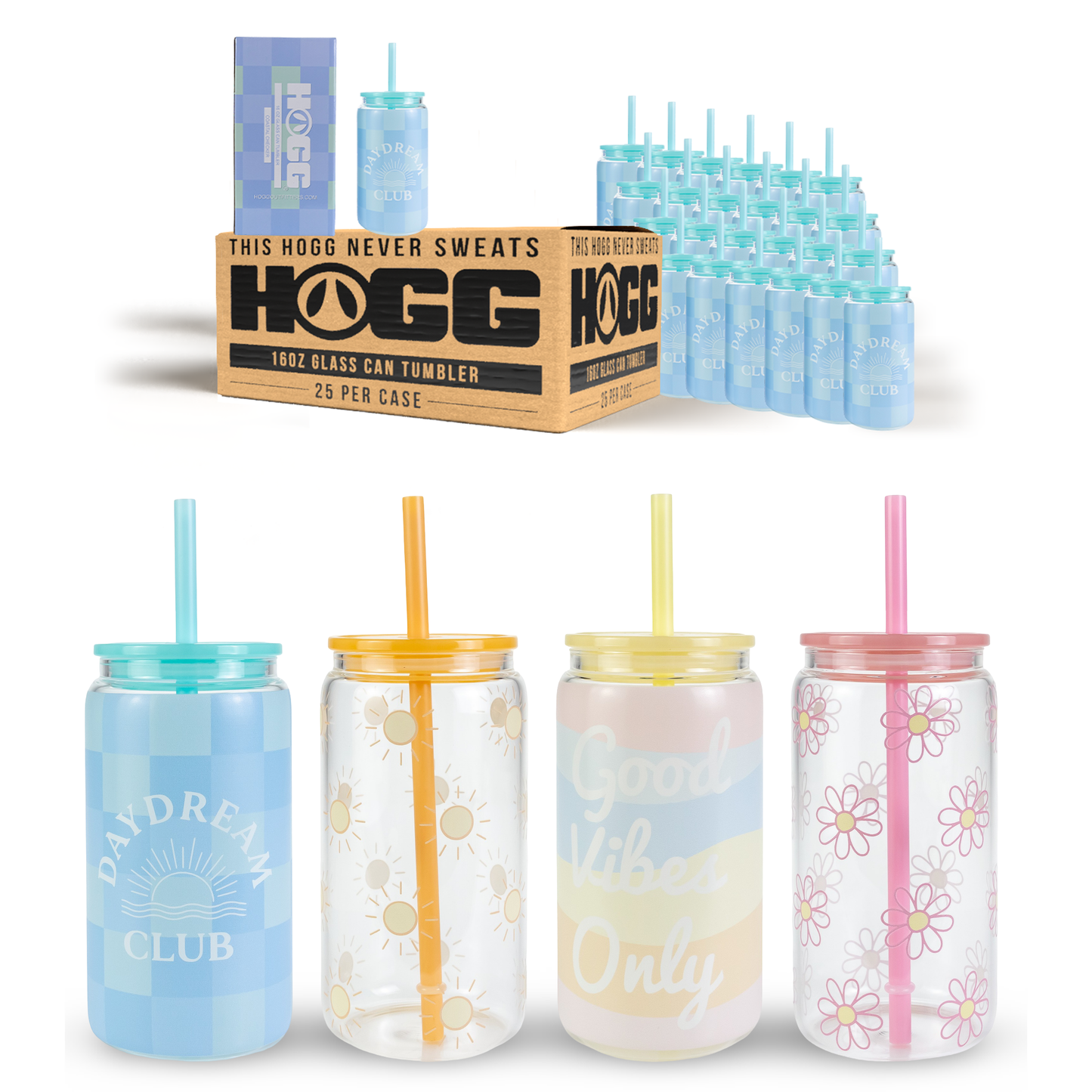 DAYDREAM CLUB - 16oz GLASS CAN TUMBLER CASE (25 UNITS)