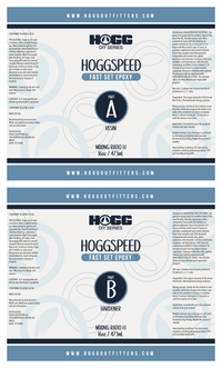 Hogg Speed Quick Dry Epoxy Kits — 32oz Kit — Part A resin and Part B hardener labels