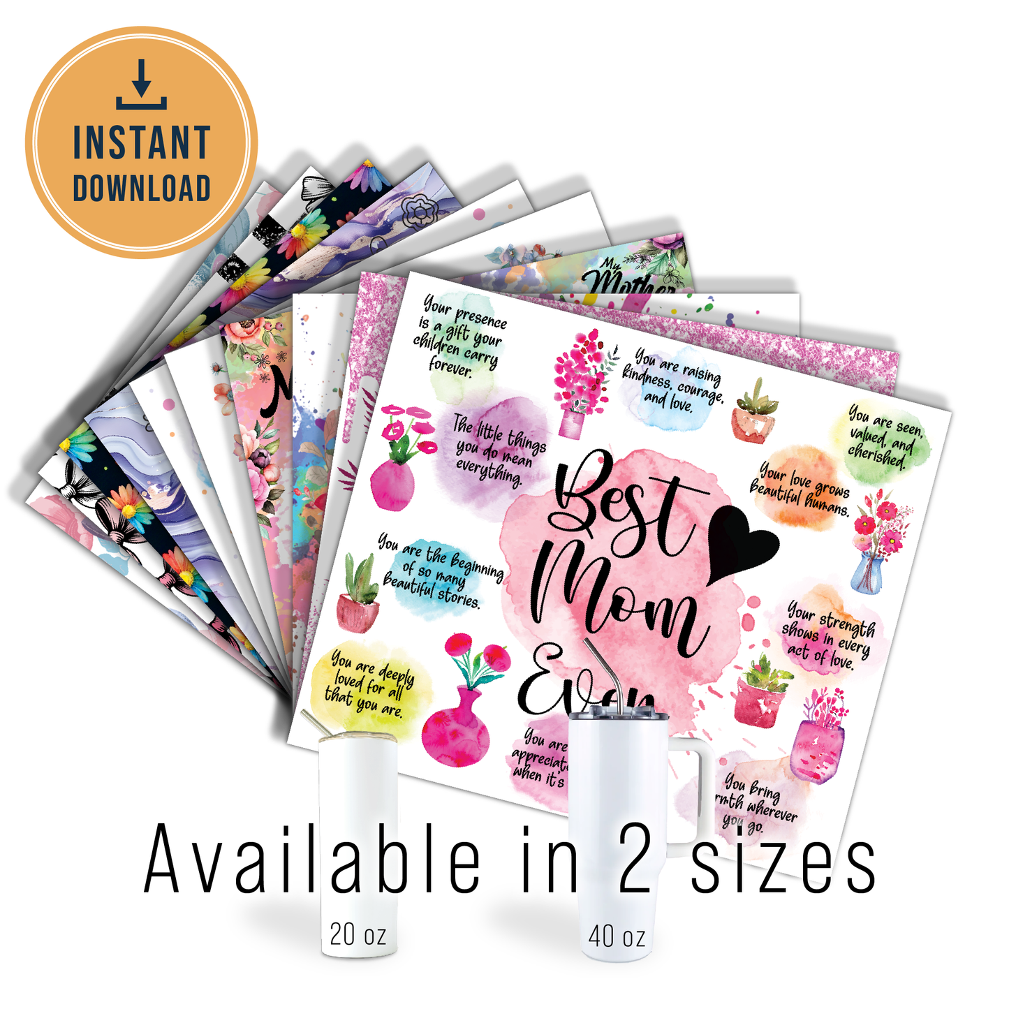 Digital Sublimation Designs - Mom Vibes Collection Tumbler Wraps