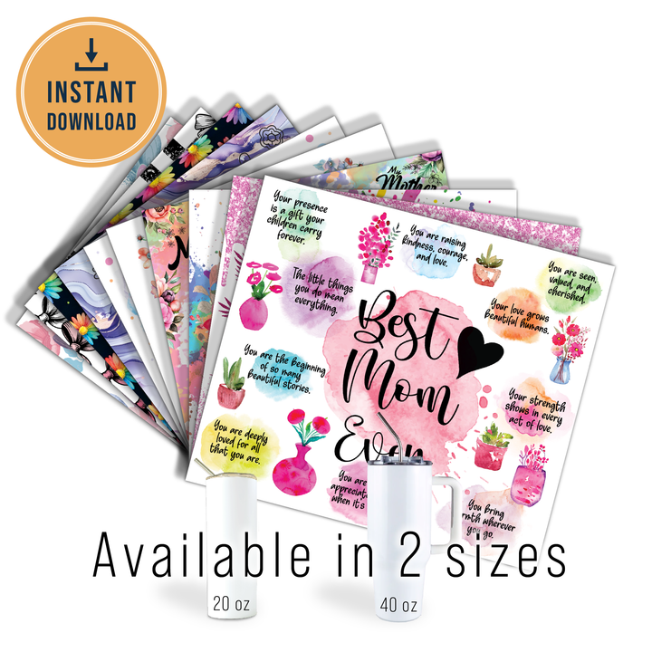 Digital Sublimation Designs - Mom Vibes Collection Tumbler Wraps