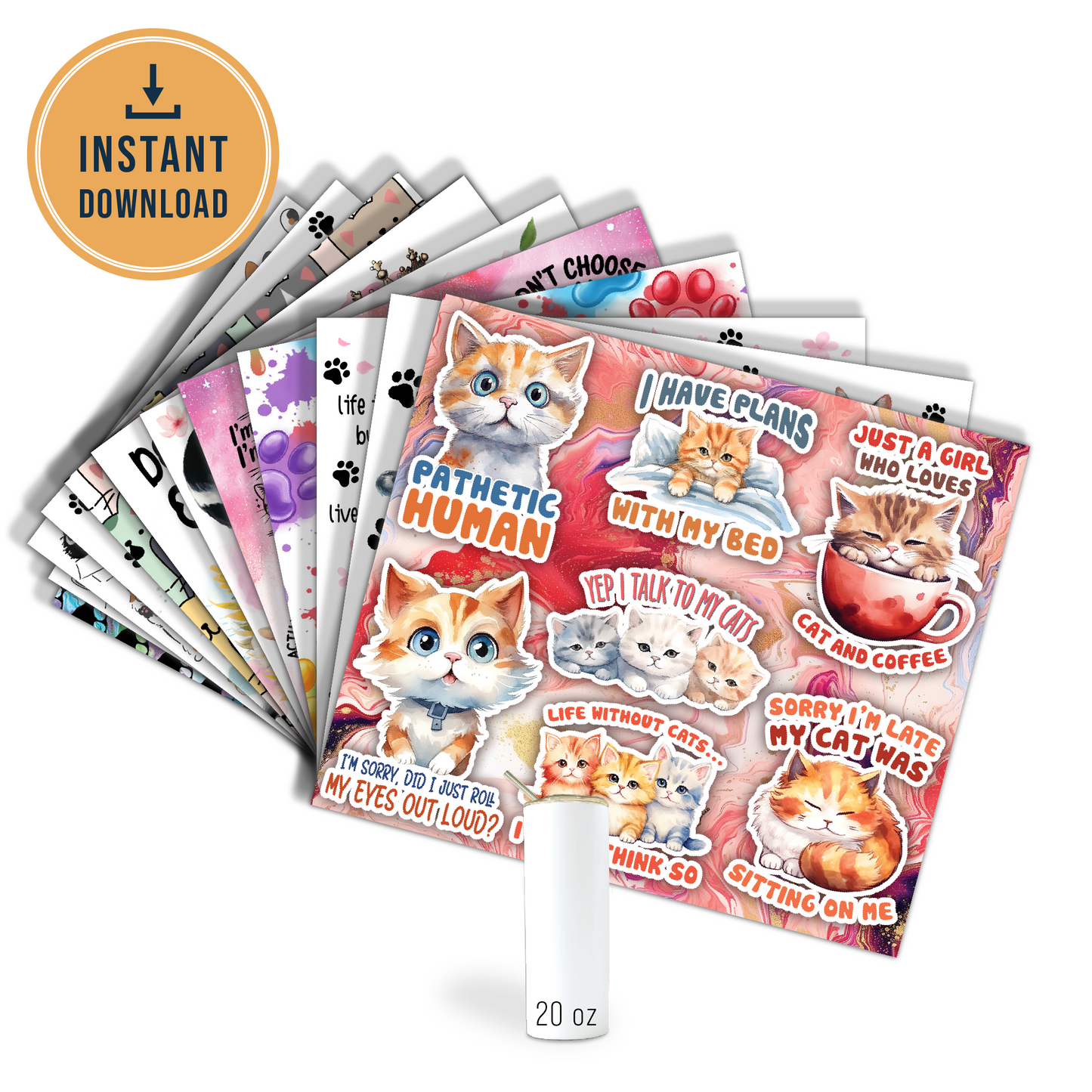 DIGITAL SUBLIMATION DESIGNS - FELINE FRIENDS TUMBLER WRAPS