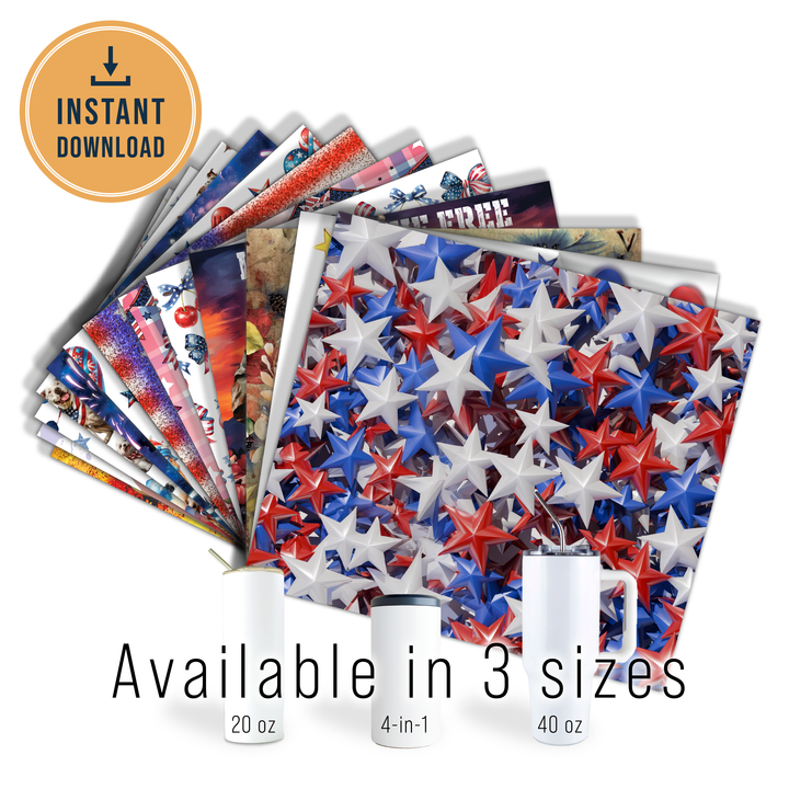 Digital Sublimation Designs - Fourth of July Tumbler Wraps