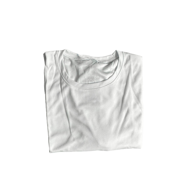 Bulk Deal: Lot of 50 Sublimation-ready High Performance White T-shirts - Per... - lifestyle view | sublimatable apparel blank