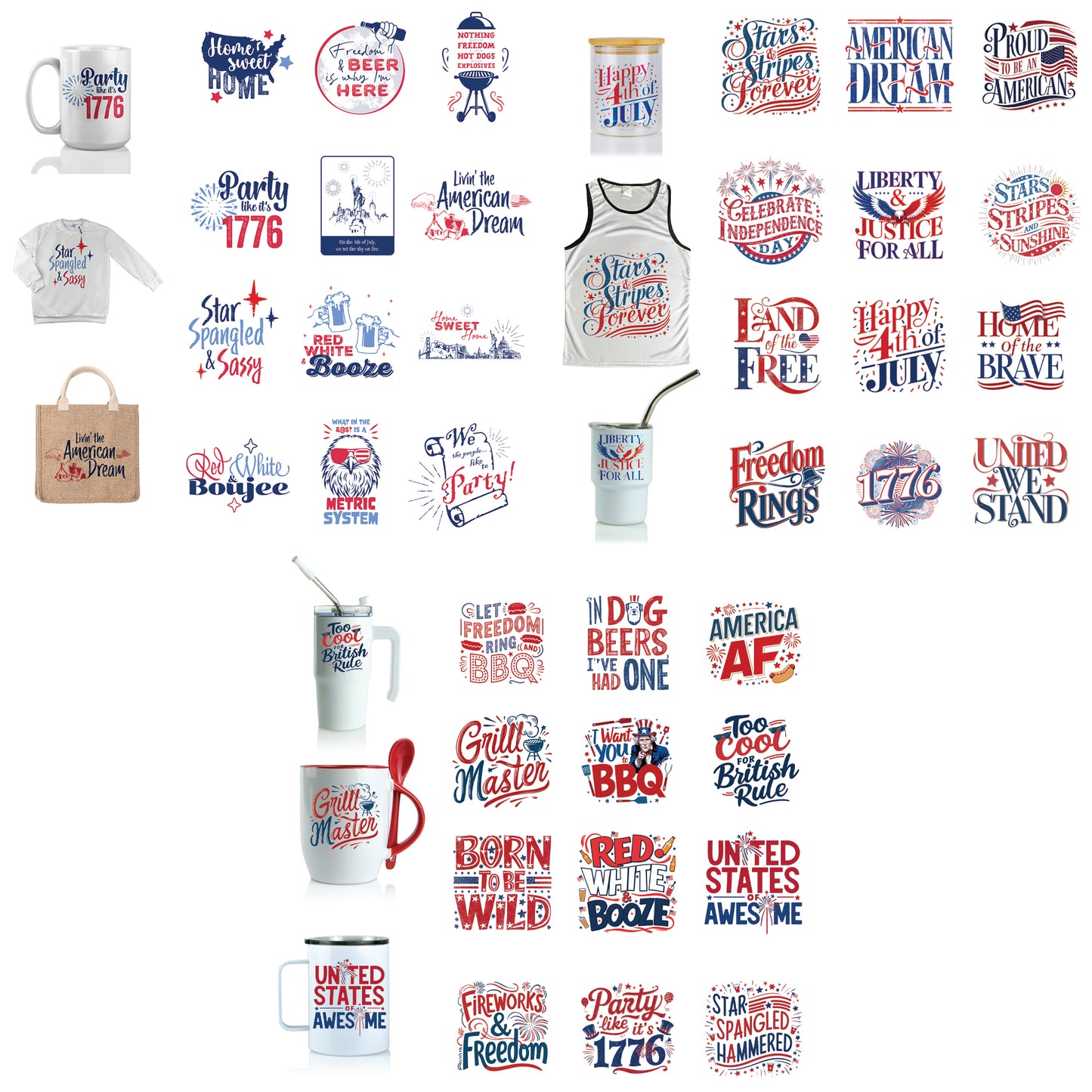 MULTI PRODUCT USE - DIGITAL SUBLIMATION DESIGNS - JULY 4TH