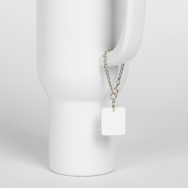 Sublimatable Tumbler Charm Tag - 12 Pack - size comparison | sublimatable accessory blank
