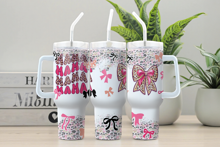 Digital Sublimation Designs - Mother's Day Tumbler Wrap — 40oz Traveler — Leopard Mama