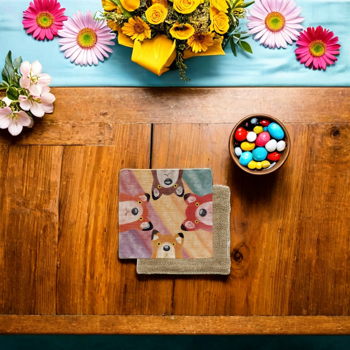 Sublimatable Linen Coaster Set (4 Pack) - front view | sublimatable personalized gift blank