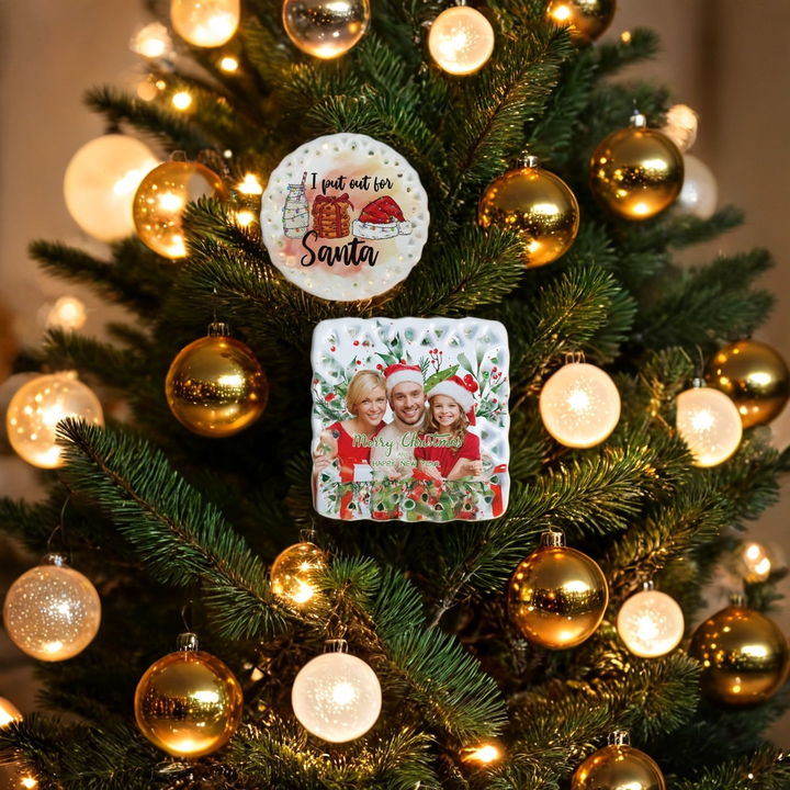 Sublimatable 3" Lace Ceramic Ornament (4 Pack) - front view | sublimatable personalized gift blank