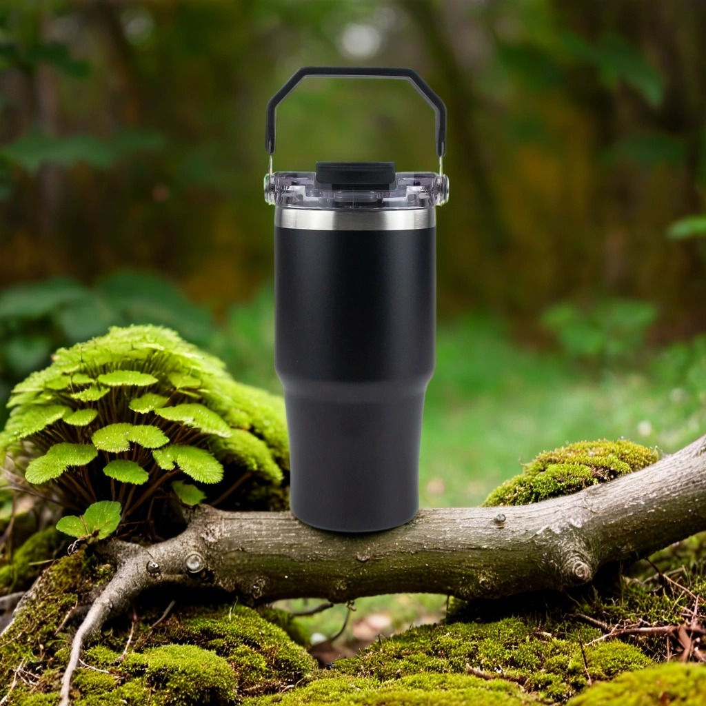 20oz POWDER COATED TRI-SIP TUMBLER (BLACK)