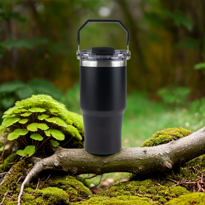 20oz Powder Coated Tri-Sip Tumbler (Black)