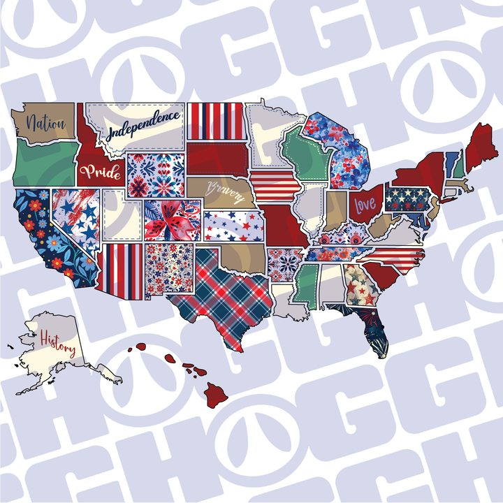 Multi Product Use - Digital Sublimation Designs - Fourth of July — Cute US Map Quilt