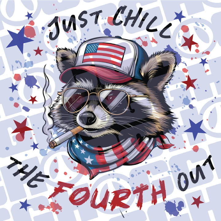 Multi Product Use - Digital Sublimation Designs - Fourth of July — Patriotic Chill Raccoon