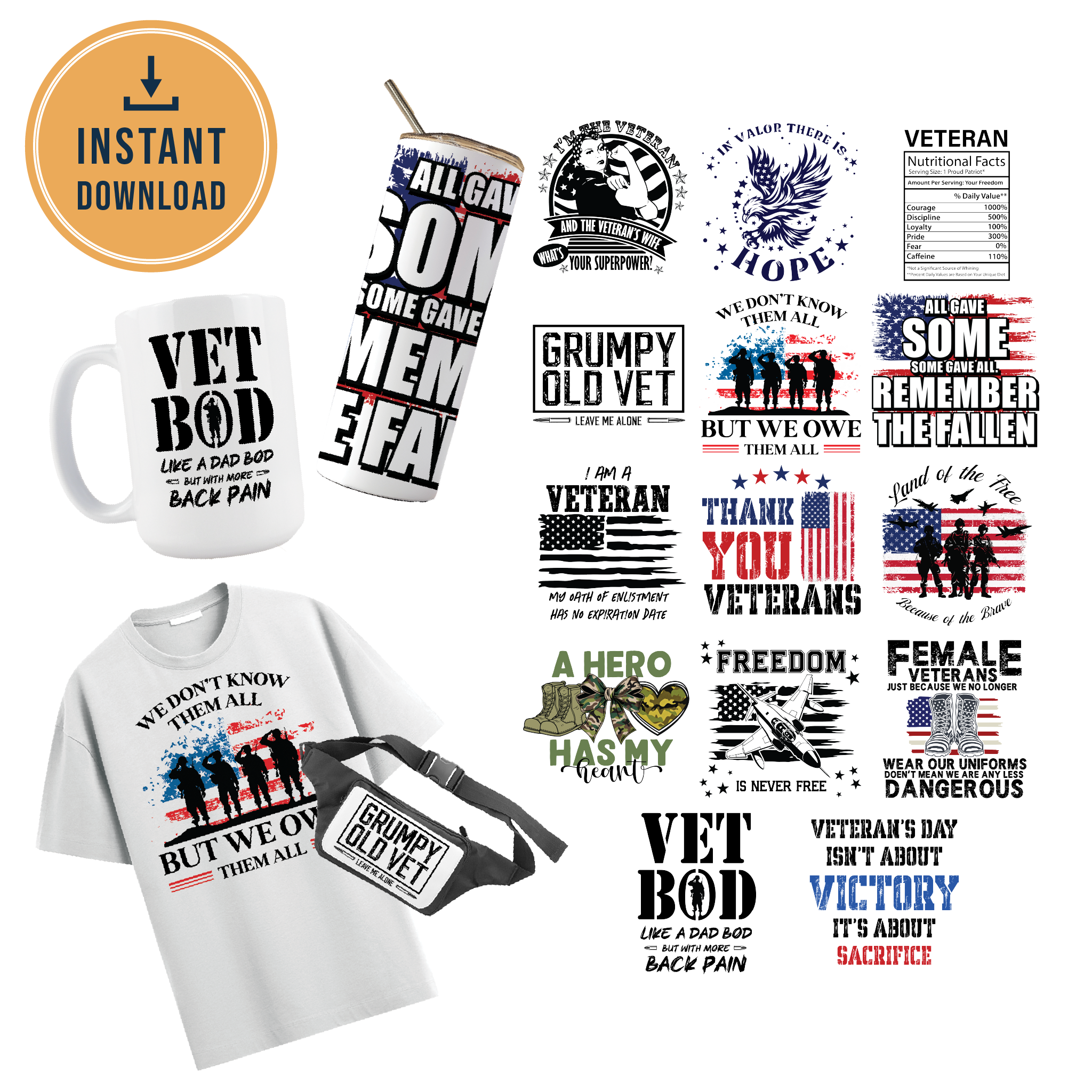 MULTI PRODUCT USE - DIGITAL SUBLIMATION DESIGNS - VETERAN'S DAY