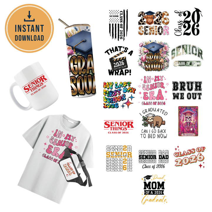 Multi Product Use - Digital Sublimation Designs - Class of 2026 — Bundle And Save All 16 Designs