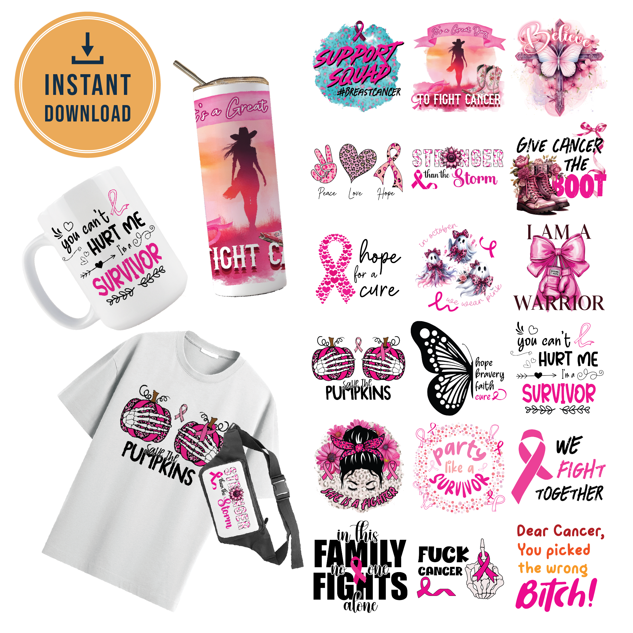 MULTI PRODUCT USE - DIGITAL SUBLIMATION DESIGNS - BREAST CANCER AWARENESS
