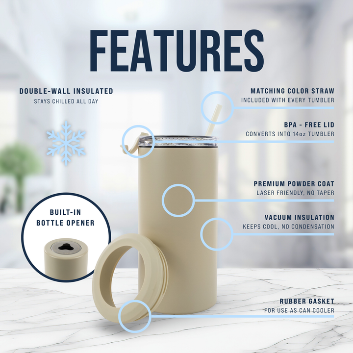 4 in 1 Powder Coated Can Cooler