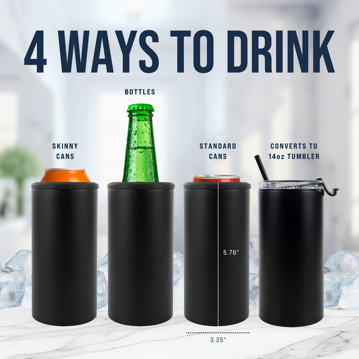 4 in 1 Powder Coated Can Cooler — Black