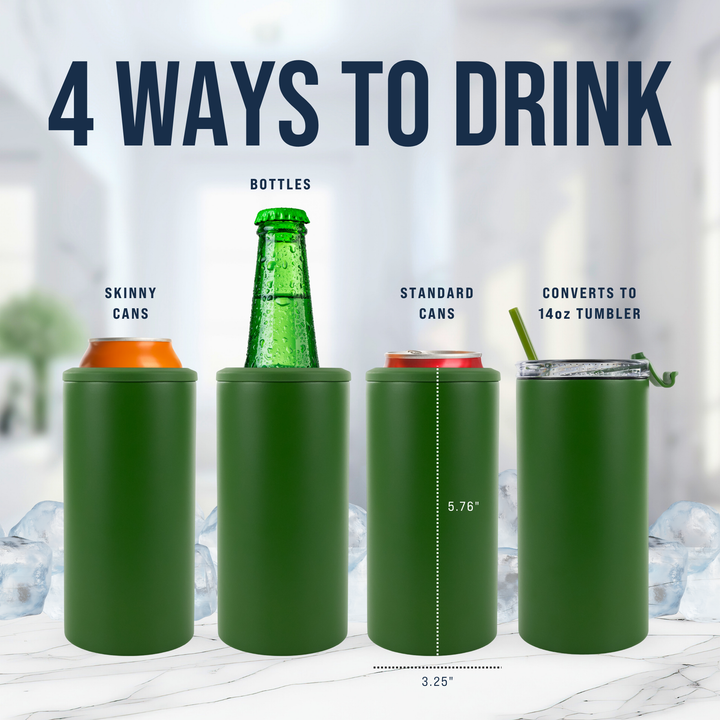 4 in 1 Powder Coated Can Cooler — Green
