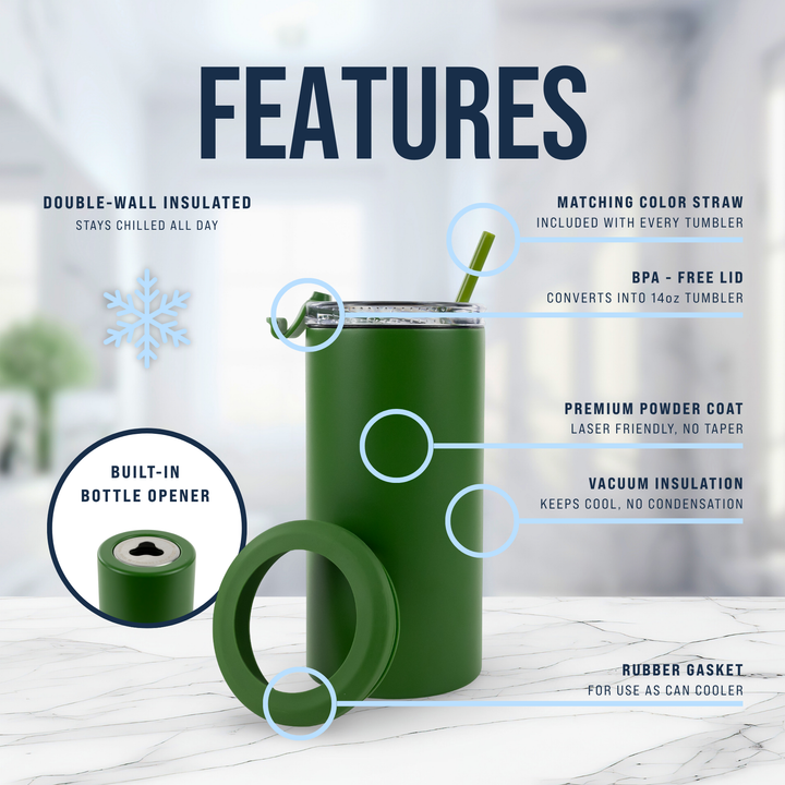 4 in 1 Powder Coated Can Cooler — Green