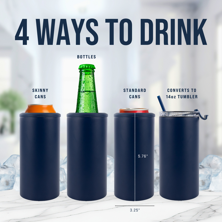 4 in 1 Powder Coated Can Cooler — Blue