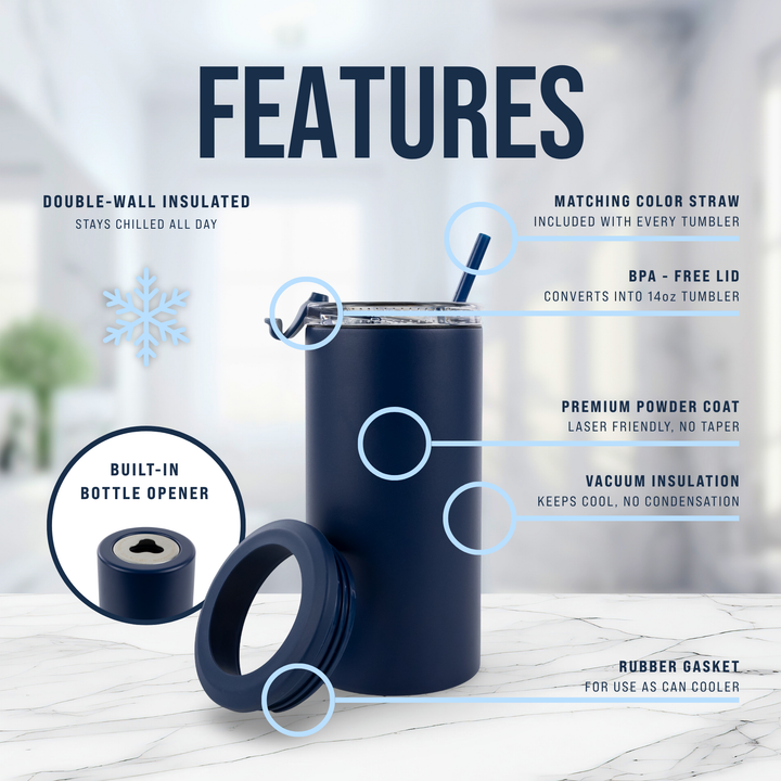 4 in 1 Powder Coated Can Cooler — Blue