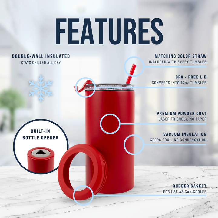 4 in 1 Powder Coated Can Cooler