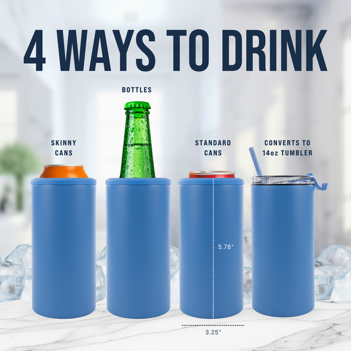 4 in 1 Powder Coated Can Cooler — Blue