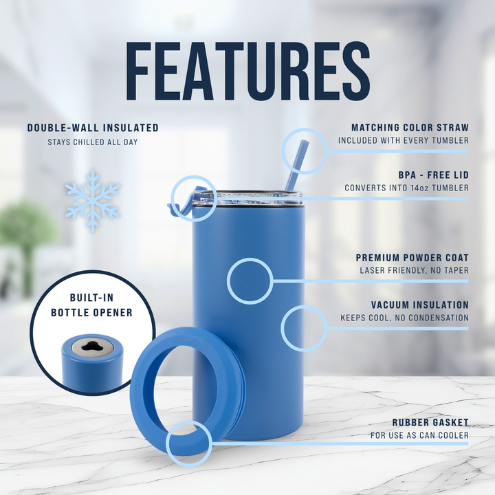 4 in 1 Powder Coated Can Cooler — Blue