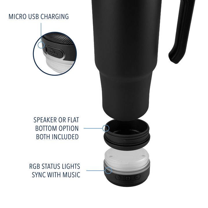 30oz Powder Coated Grippy Speaker Tumbler — Black