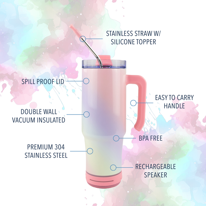 30oz Sublimatable Holographic Speaker Grippy Tumbler Case (24 Units) - Unicorn