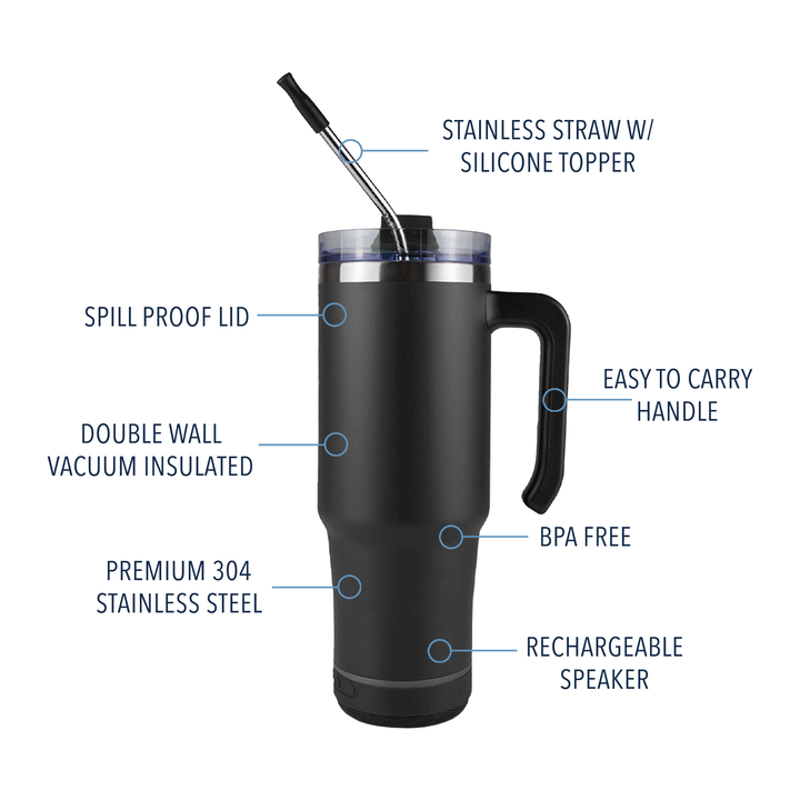 30oz Powder Coated Grippy Speaker Tumbler Case (24 Units) — Black
